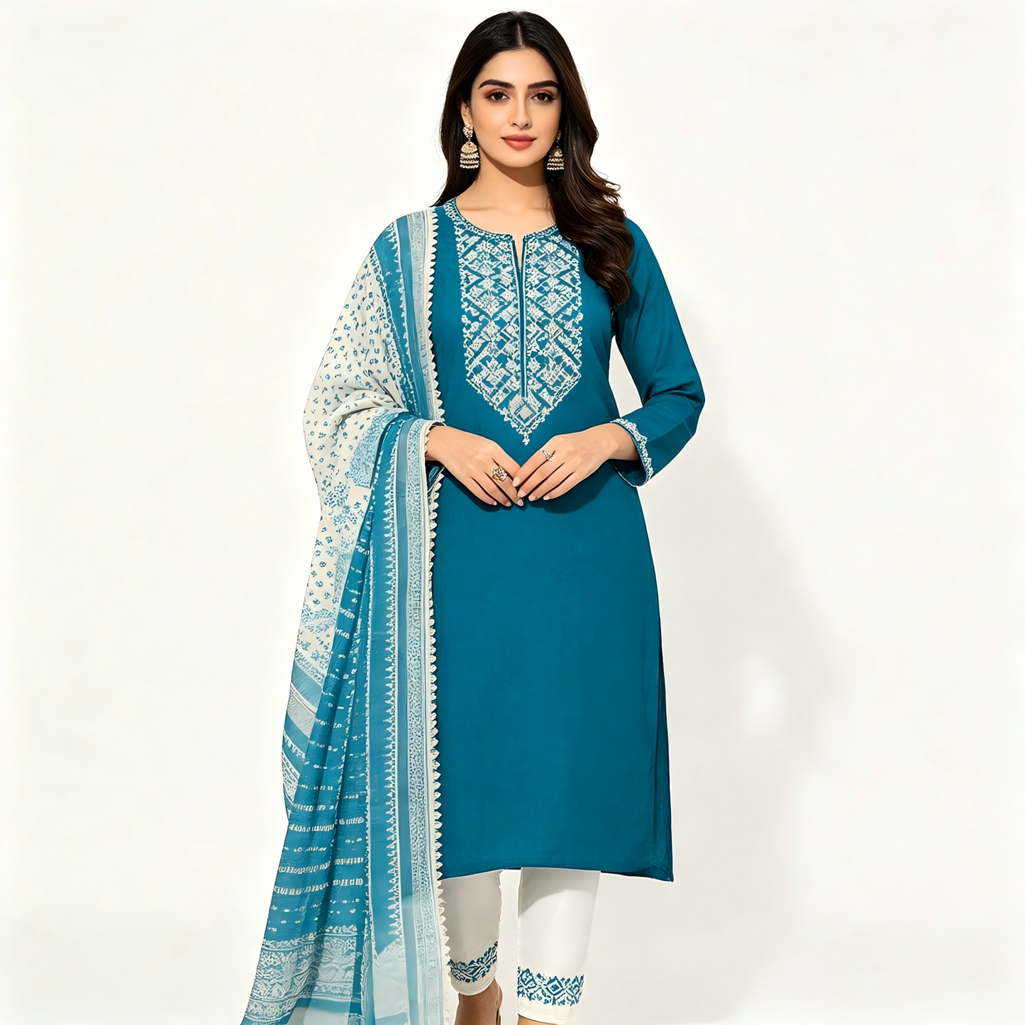 Daily Wear Printed Cotton Salwar Kameez Set Indian Ethnic Casual Women Dress With Dupatta
